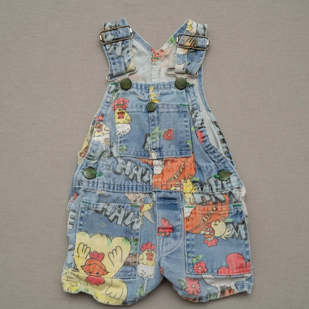 Vintage 70s Liberty Overall Hee Haw TV SHow Horse Rooster Character Print 18-24?